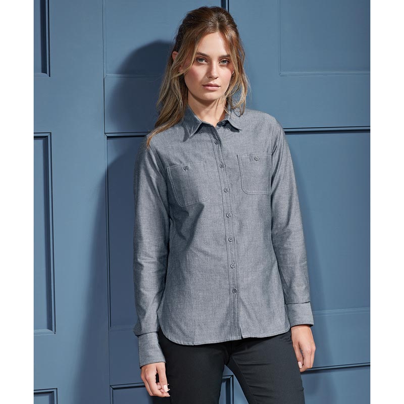 Womenâ€™s Chambray shirt, organic and Fairtrade certified - Grey Denim XS